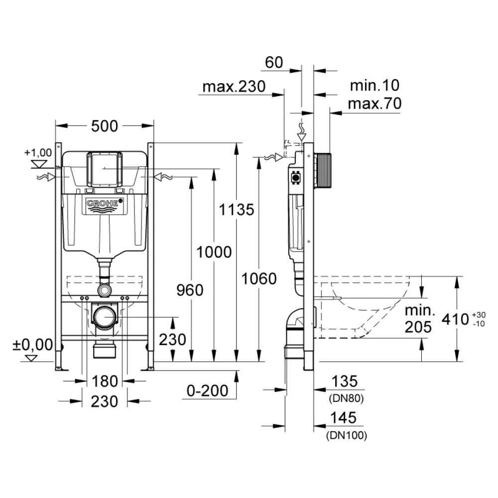 Инсталляция для унитаза GROHE RAPID SL 3884000S