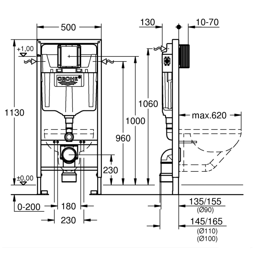 Инсталляция для унитаза GROHE RAPID SL 39503000