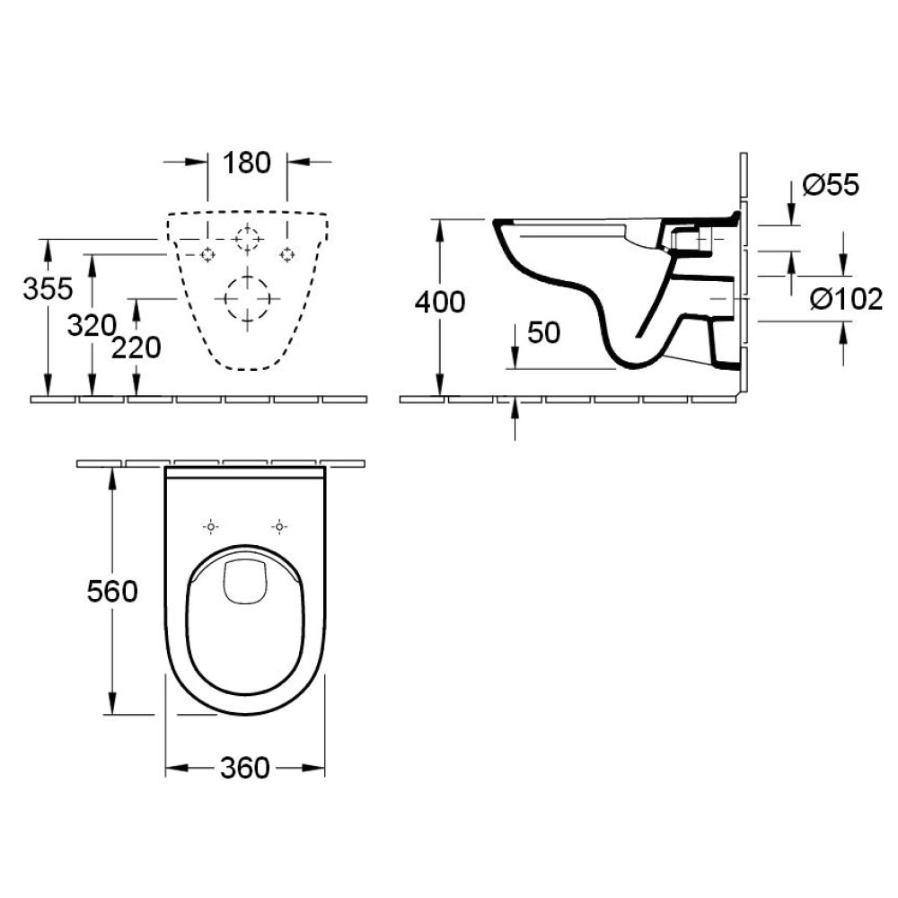 Набор инсталляционный VILLEROY & BOCH O.NOVO 5660HR01+458.126.00.1