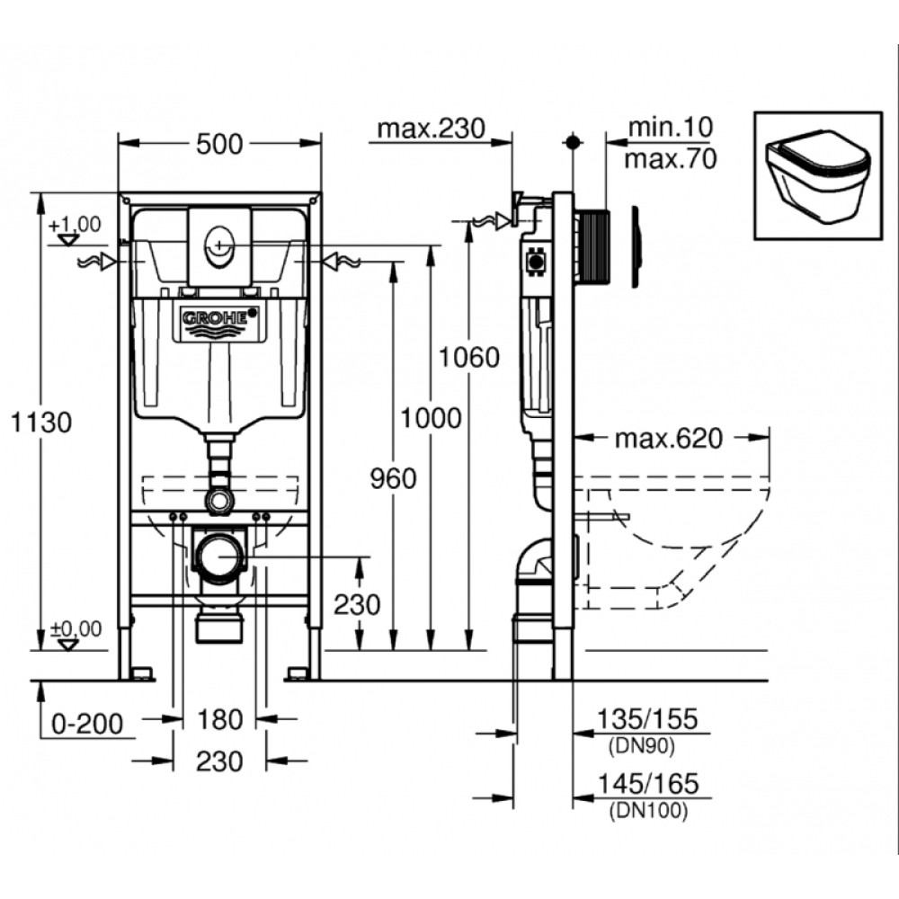 Инсталляция для унитаза GROHE RAPID SL 38721001+37131000