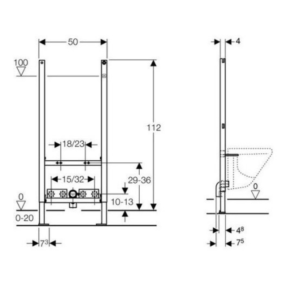 Инсталляция для биде GEBERIT DUOFIX 111.534.00.1