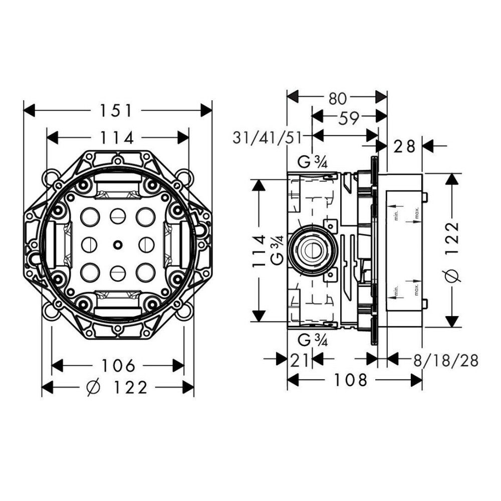 Скрытая часть HANSGROHE Ibox 01800180