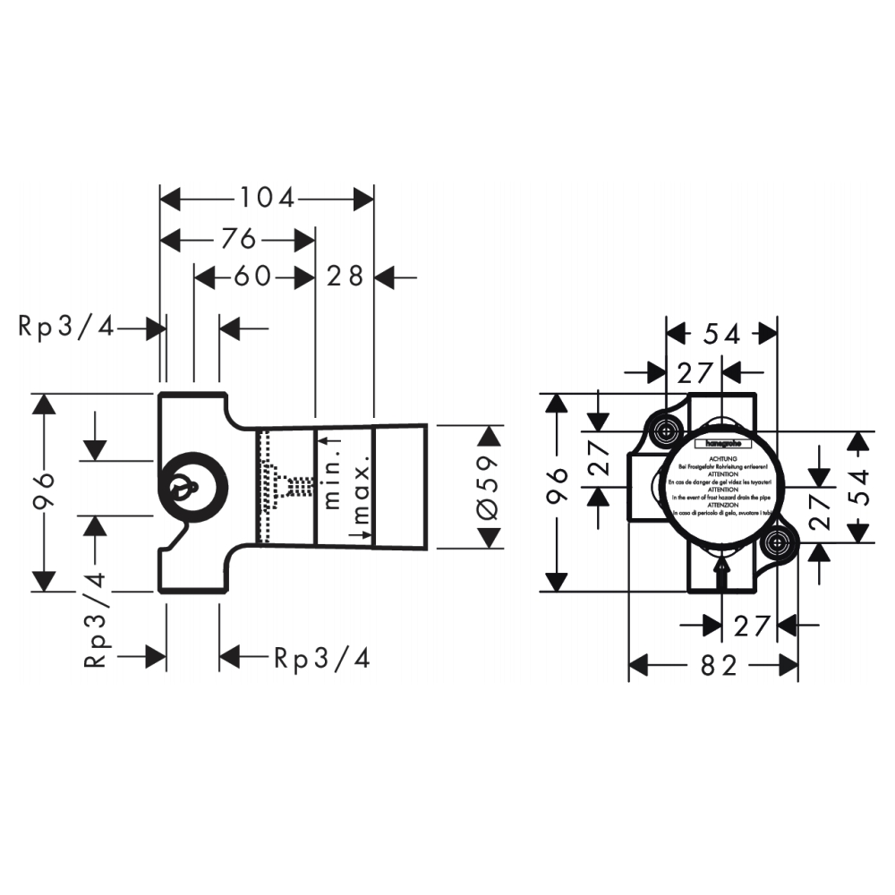 Скрытая часть HANSGROHE HANSGROHE 15981180