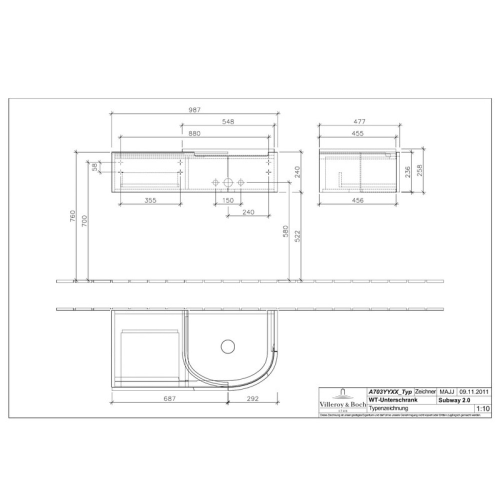 Комплект мебели VILLEROY & BOCH SUBWAY 2.0 A7031SE8