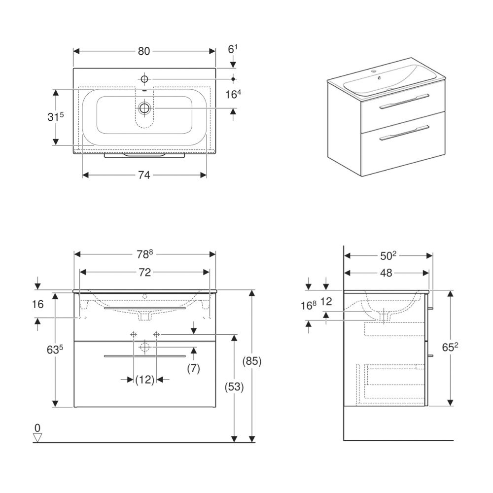 Комплект мебели GEBERIT SELNOVA SQUARE 501.240.00.1