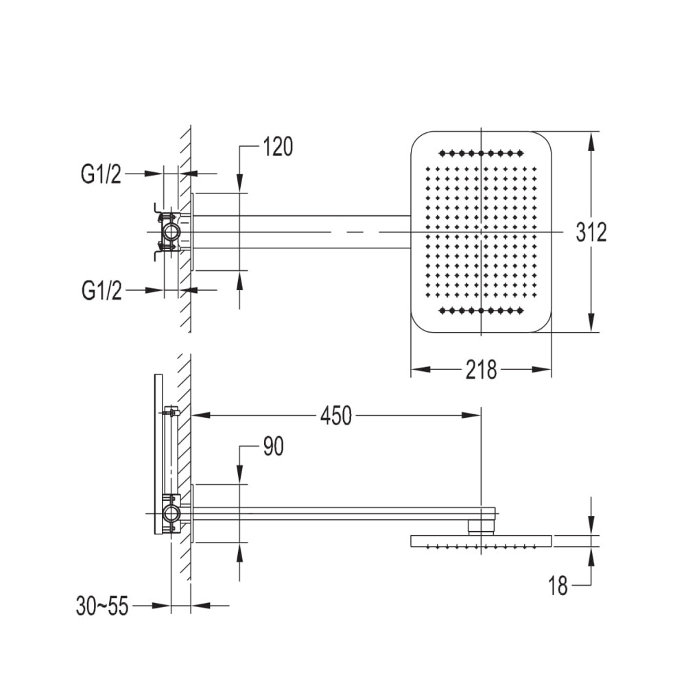 Верхний душ IMPRESE SMART CLICK ZMK101901101