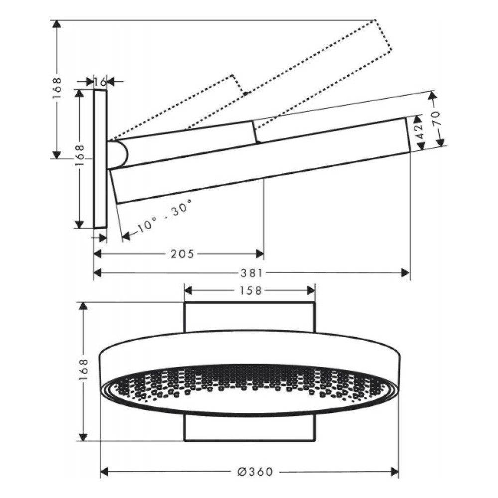 Верхний душ HANSGROHE RAINFINITY 26230000