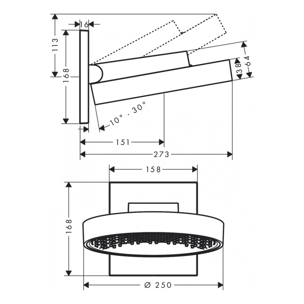 Верхний душ HANSGROHE RAINFINITY 26232000