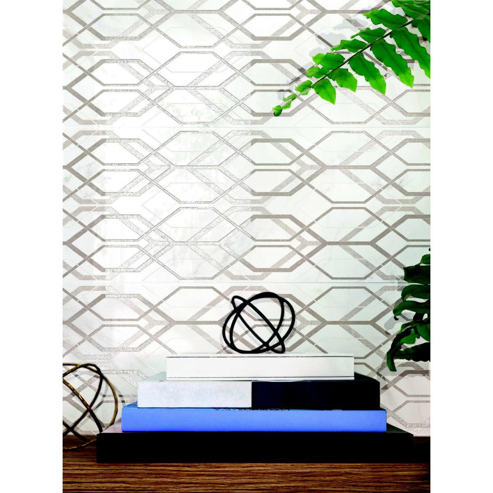 MARAZZI M4PZ MARBLEPLAY DECORO NET WHITE RET 30x90 декор (плитка настінна)