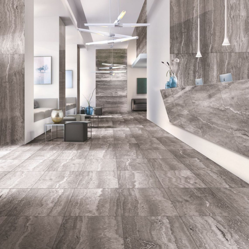 Casalgrande Padana Marmoker Travertino titanium matt 1200x1200 6,5mm