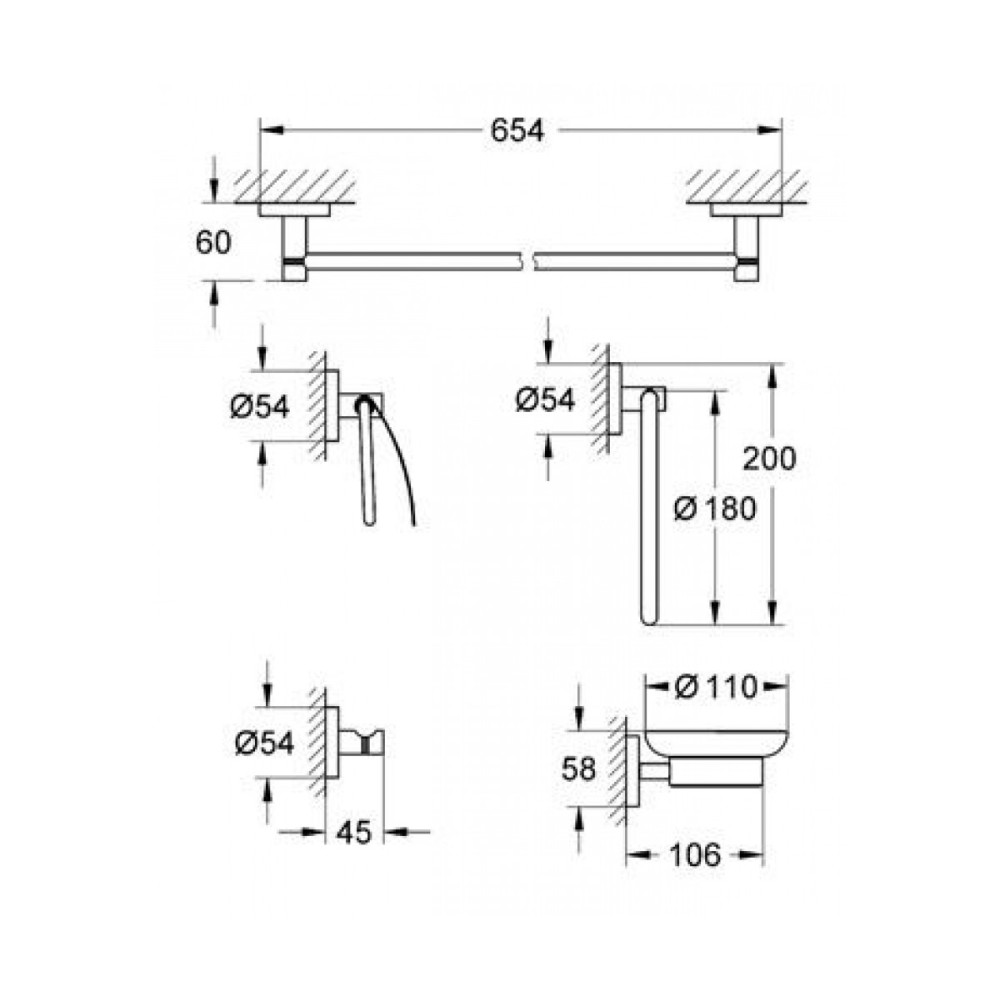 Наборы аксессуаров GROHE GROHE 40344000