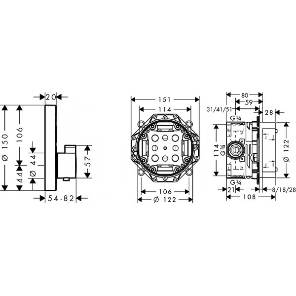 Набор смесителей HANSGROHE SHOWER SELECT S 15743000+01800180