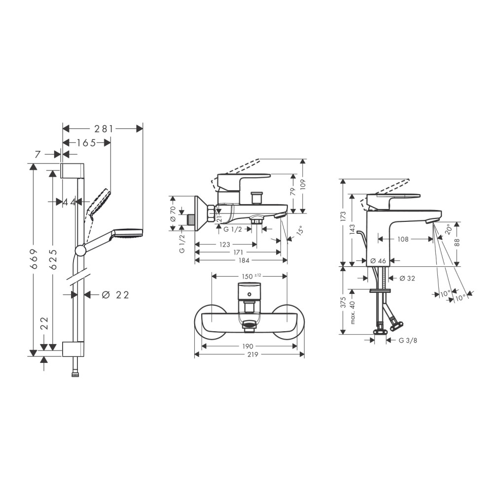 Набор смесителей HANSGROHE VERNIS 71551111