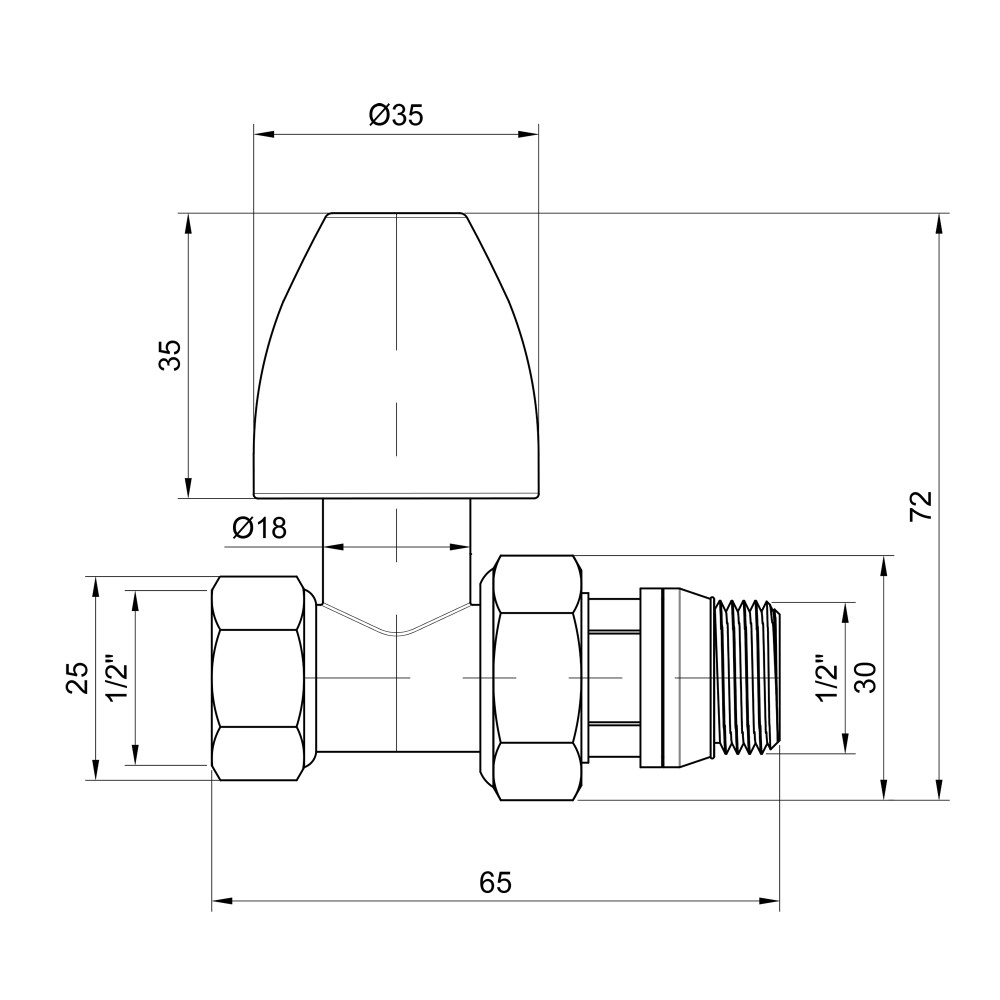 Кран радиаторный SD Plus 1/2" ВН с антипротечкой прямой SD226W15