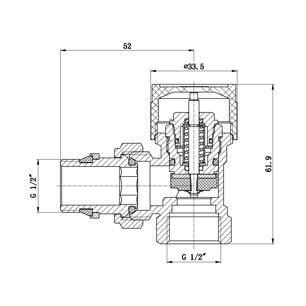 Клапан термостатический SD Forte 1/2" с антипротечкой для радиатора угловой SF238W15