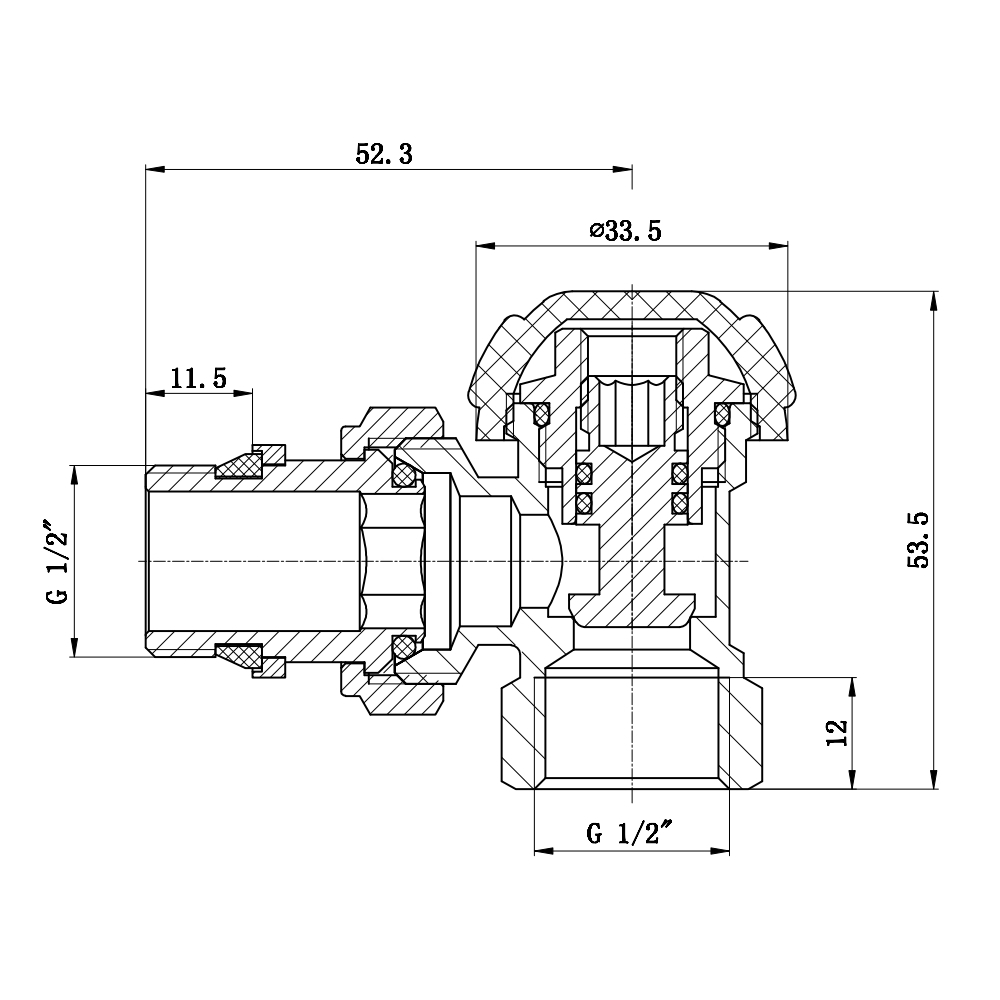 Кран радиаторный SD Forte Powerful 1/2" с антипротечкой угловой SF233W15