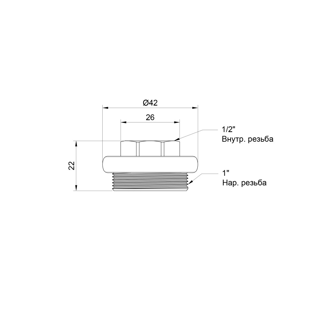 Футорка радиаторная SD Plus 1"х1/2" правая SD11615D