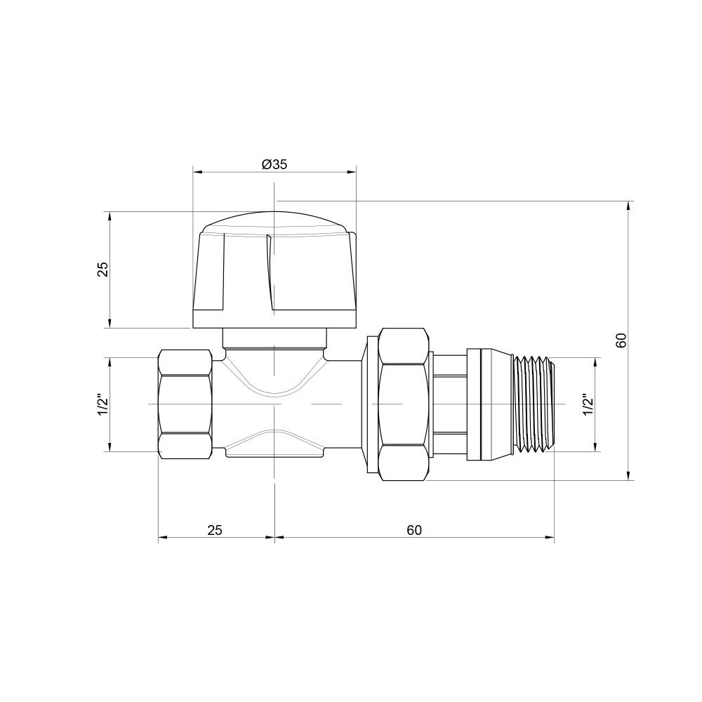 Кран радіаторний Icma 3/4" прямий №775+940