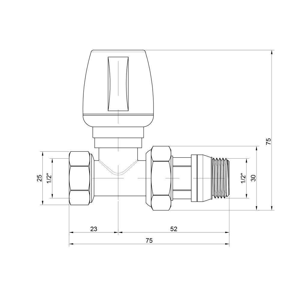 Кран радиаторный Icma 1/2" с антипротечкой прямой №1117