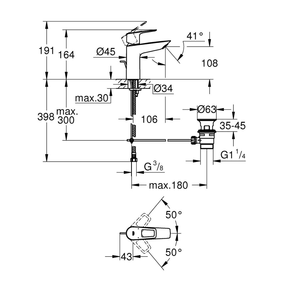 GROHE BAULOOP NEW смеситель для умывальника, однорычажный M-Size, хром