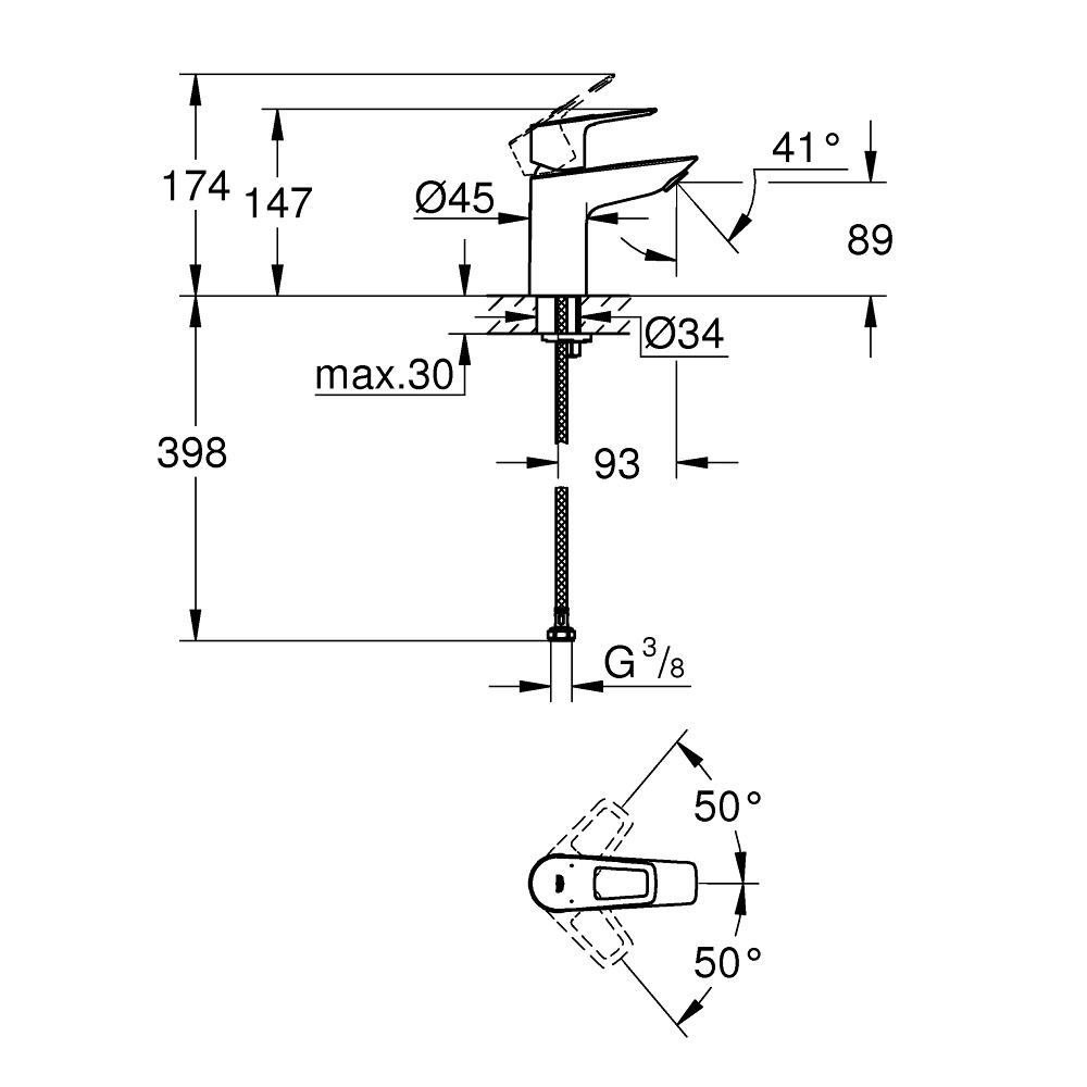 GROHE BAULOOP NEW смеситель для умывальника, однорычажный
