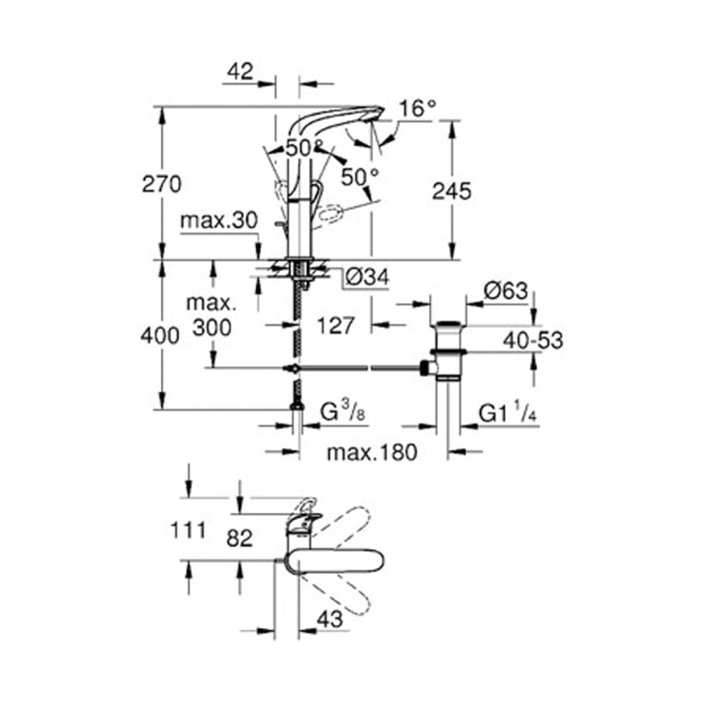 GROHE EUROSTYLE New смеситель для умывальника, однорычажный
