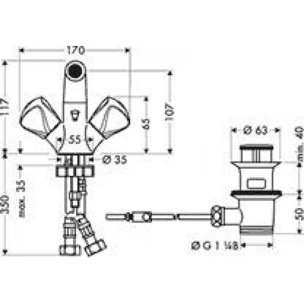 Смеситель для биде HANSGROHE DUO PLUS 12245000