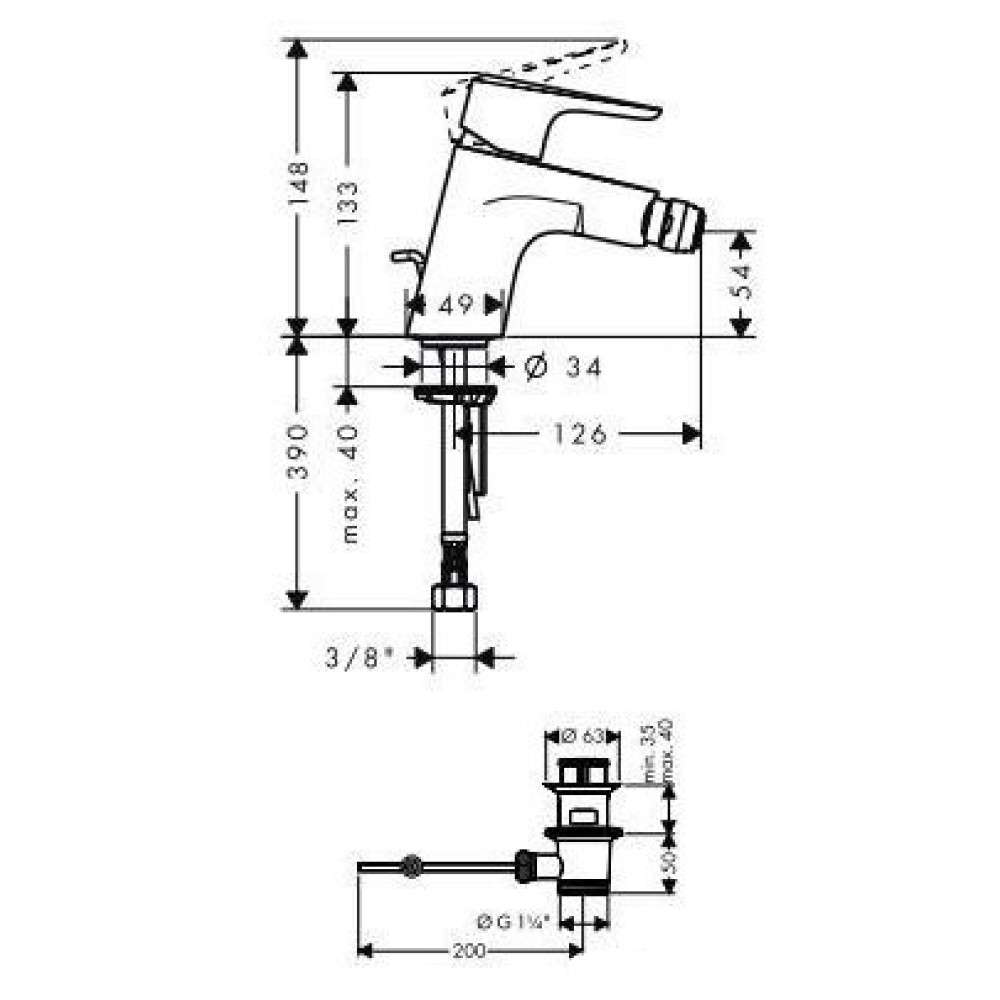 Смеситель для биде HANSGROHE Planis Steel Optic 14082800
