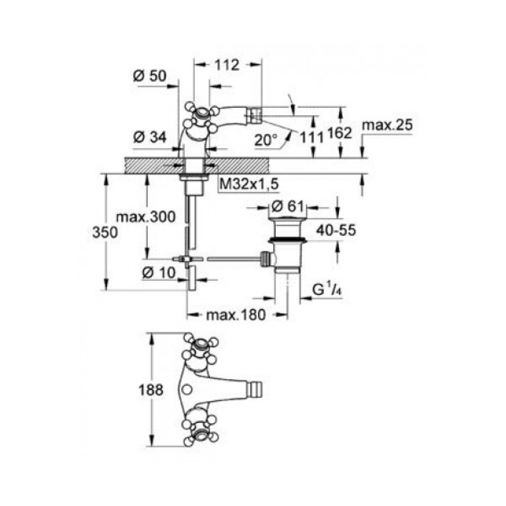 Смеситель для биде GROHE SINFONIA 24003IG0