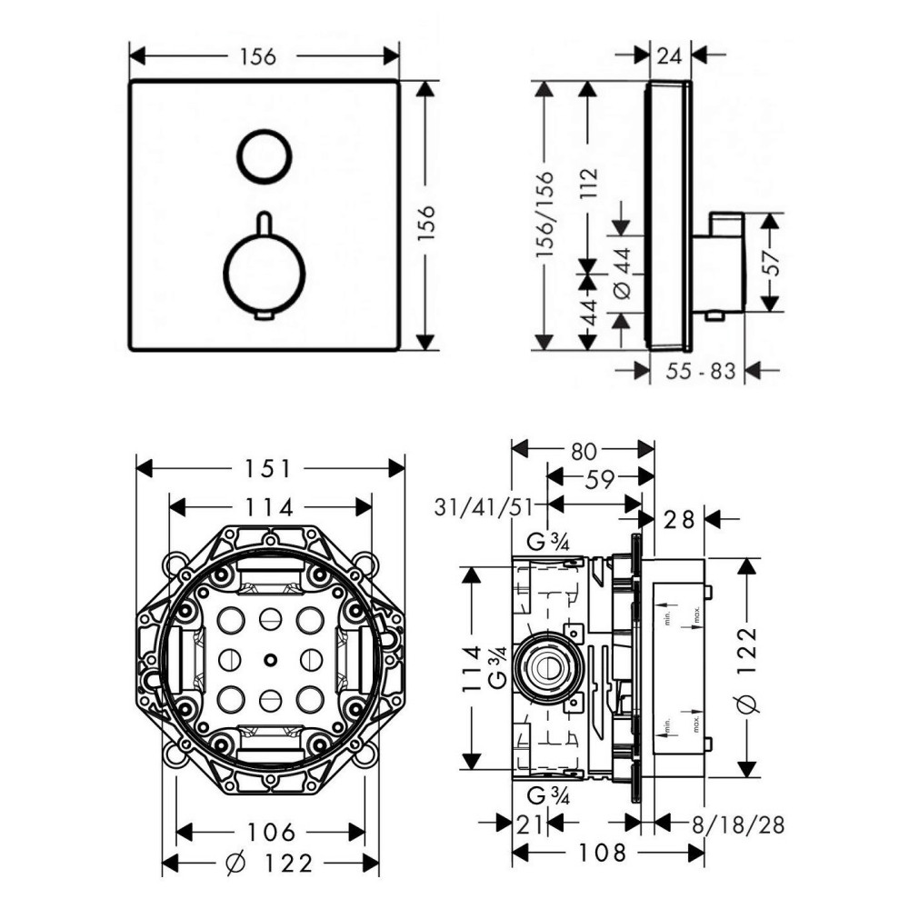 Смеситель для душа HANSGROHE ShowerSelect 15737600+01800180
