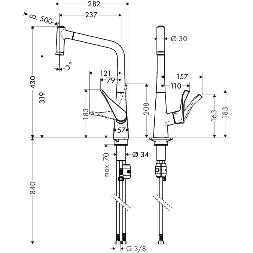Смеситель для кухни HANSGROHE Metris Steel Optic 14820800