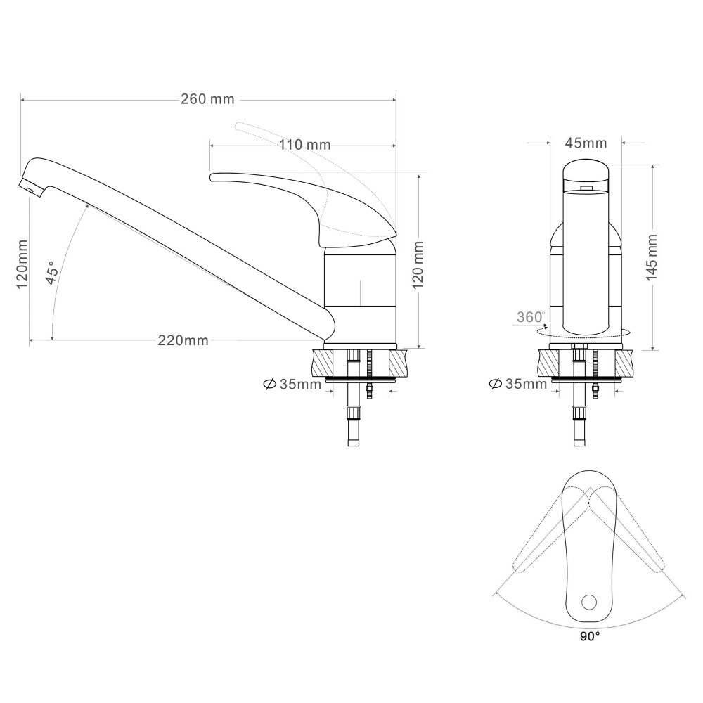 Смеситель для кухни RJ BARON RBZ014-6B
