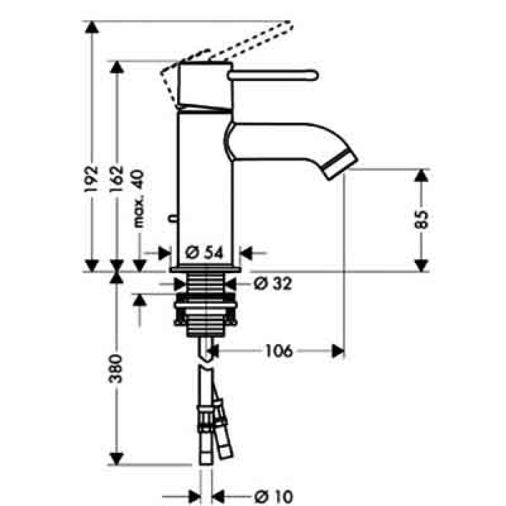 Смеситель для раковины HANSGROHE AXOR UNO2 38020000