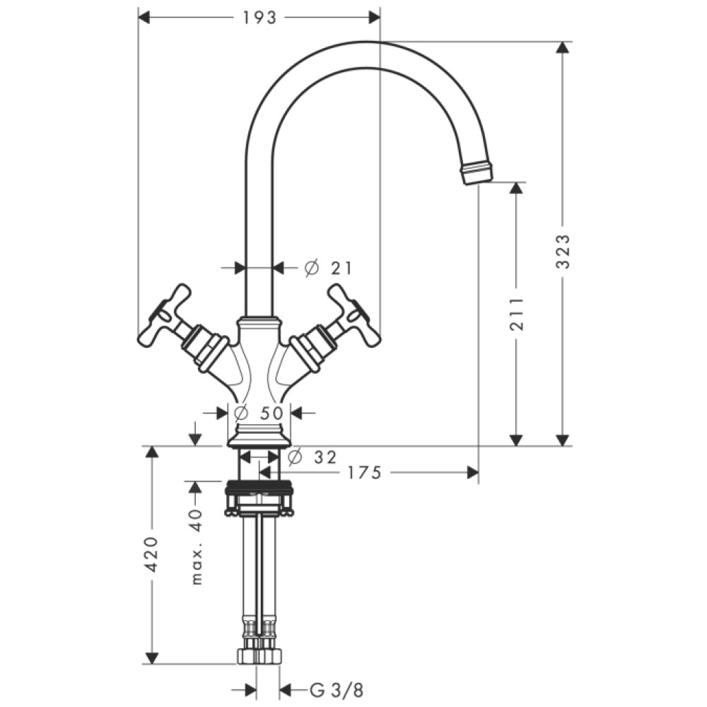 Змішувач для раковини HANSGROHE AXOR MONTREUX 16502000