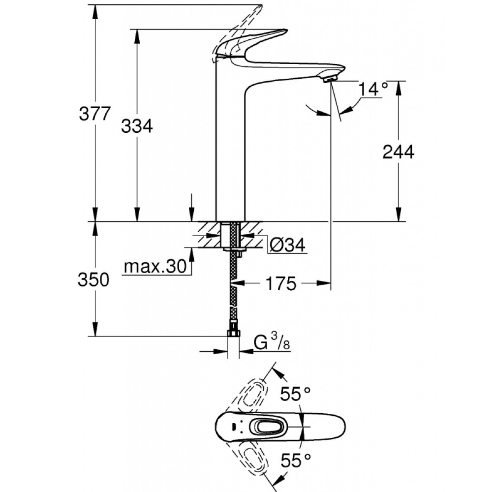 Змішувач для раковини GROHE EUROSTYLE NEW 23570003