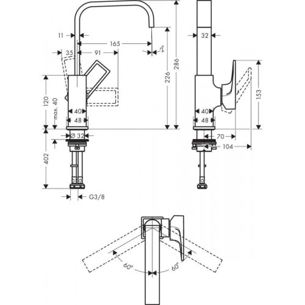 Смеситель hansgrohe Metropol для раковины со сливным клапаном Push-Open 74511000