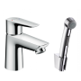 Смеситель hansgrohe Talis E со сливным клапаном Push-Open для раковины с гигиеническим душем, хром 71729000