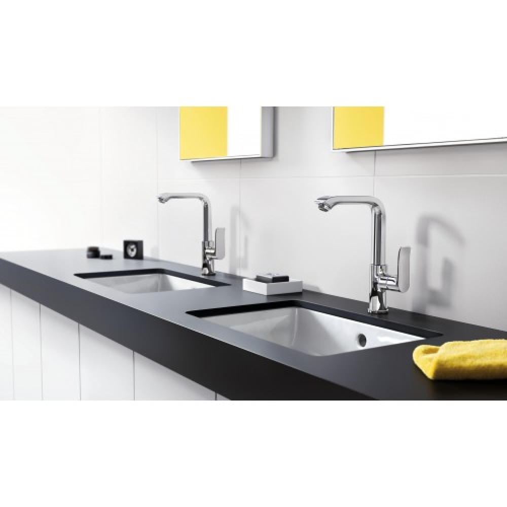 Смеситель hansgrohe Metris для раковины со сливным гарнитуром и поворотным изливом, хром 31087000