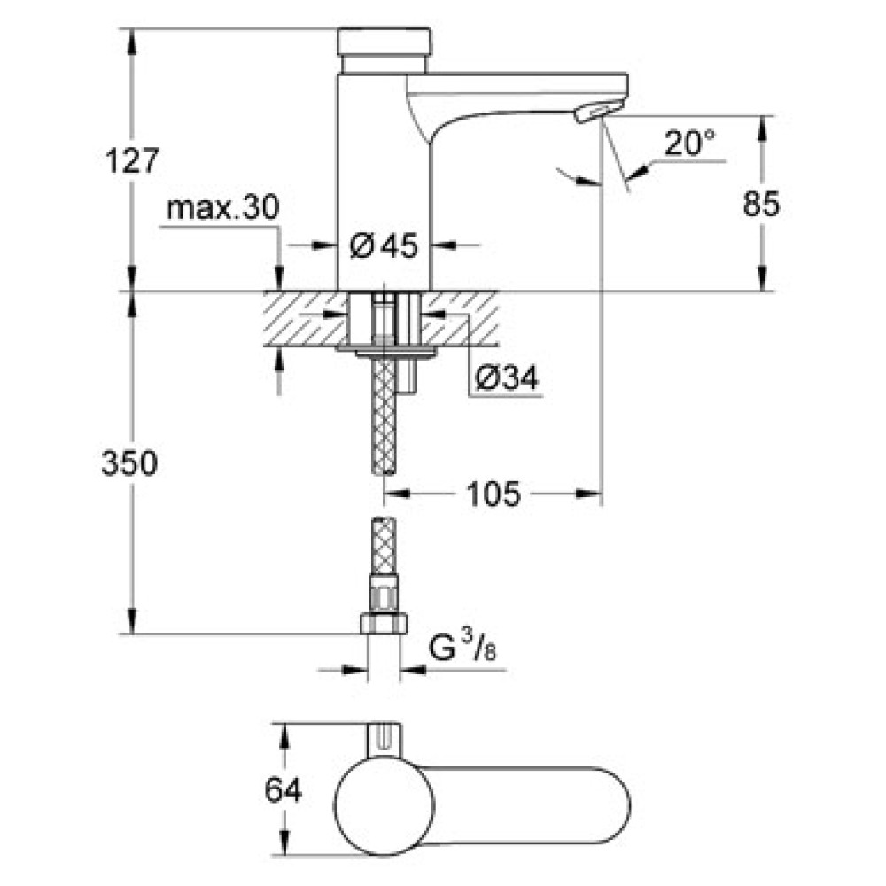 Змішувач для раковини GROHE EUROSMART COSMOPOLITAN 36317000