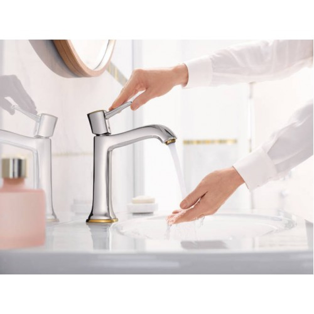 Смеситель hansgrohe Metropol Classic для раковины с донным клапаном 31302090 хром/золото