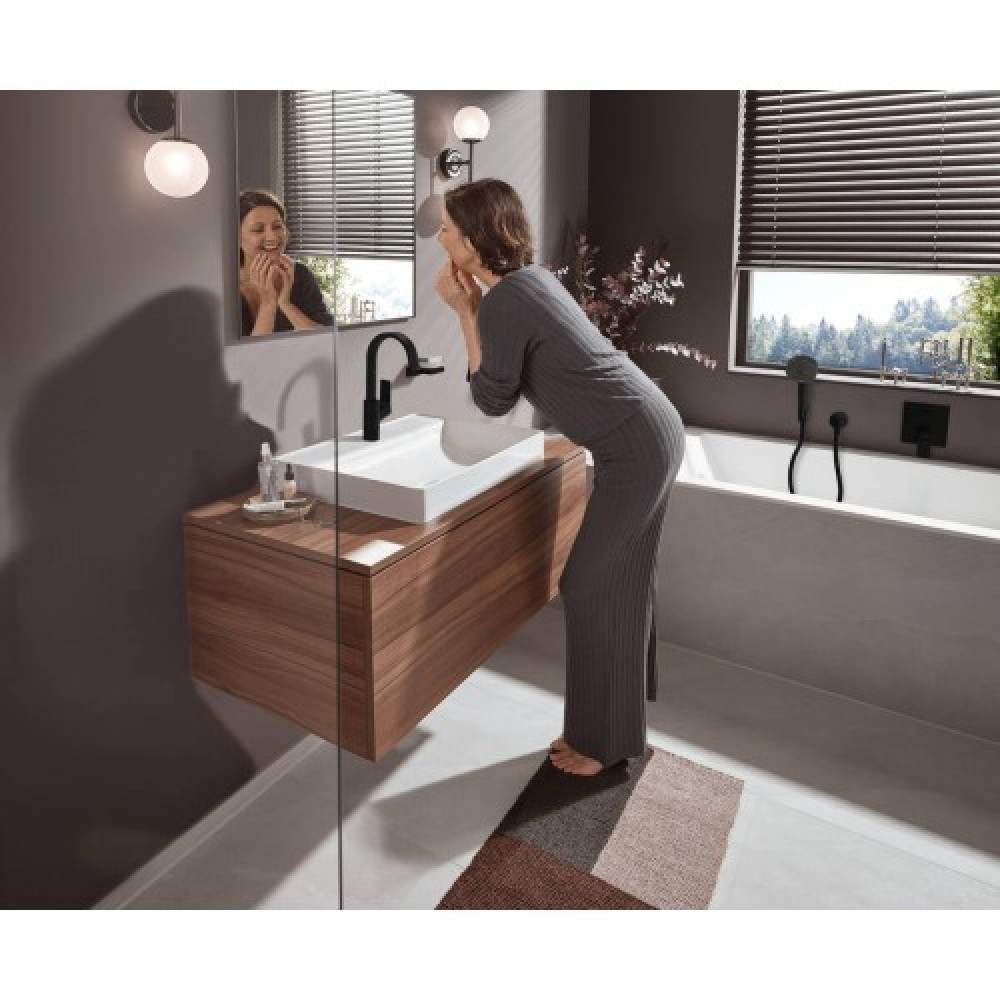 Смеситель hansgrohe Vivenis для раковины с сливным гарнитуром, черный матовый 75030670