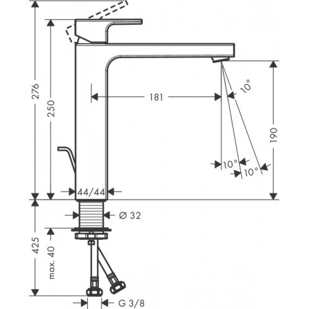 Смеситель hansgrohe Vernis Shape для раковины со сливным гарнитуром, хром 71562000