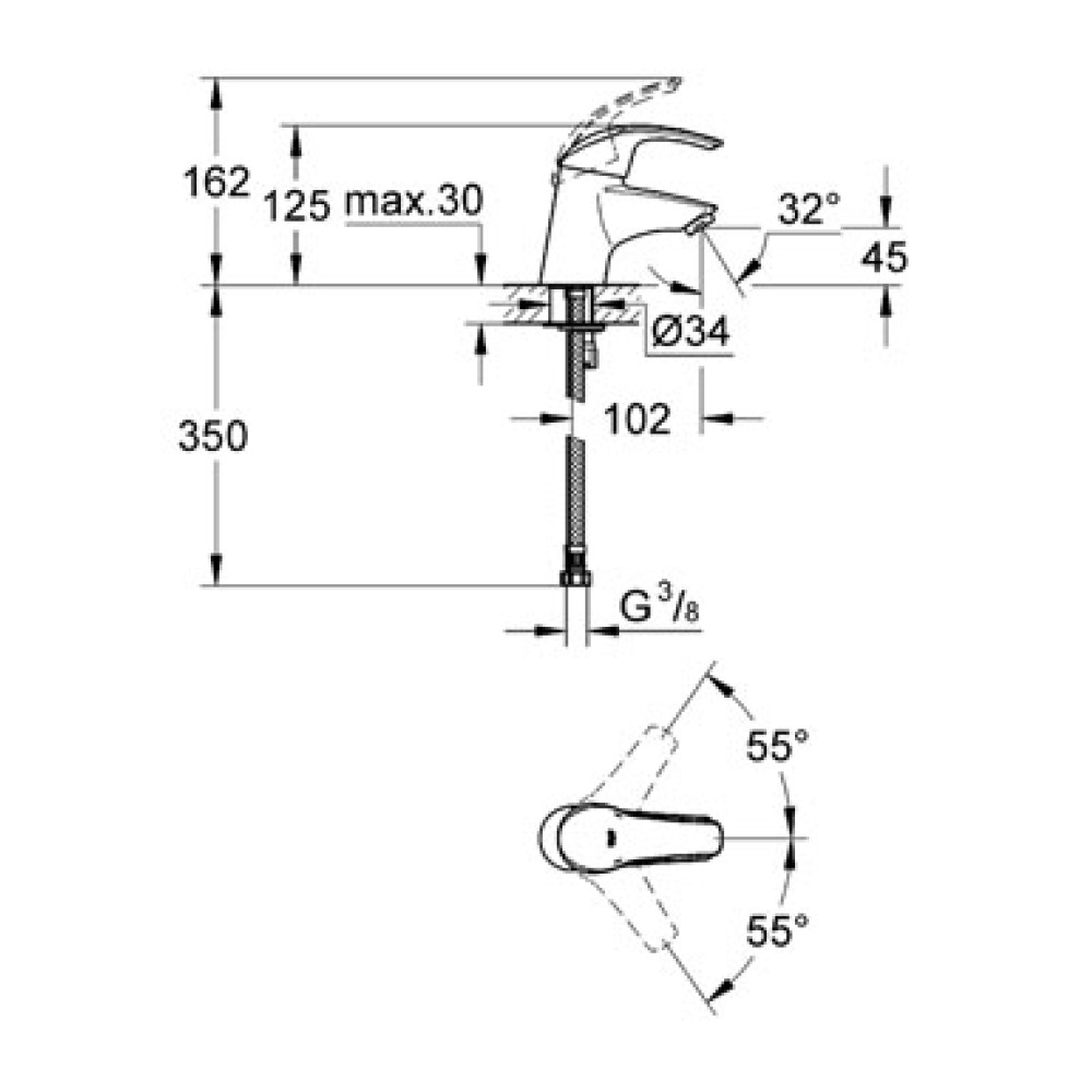 Змішувач для раковини GROHE EUROSMART NEW 32467001