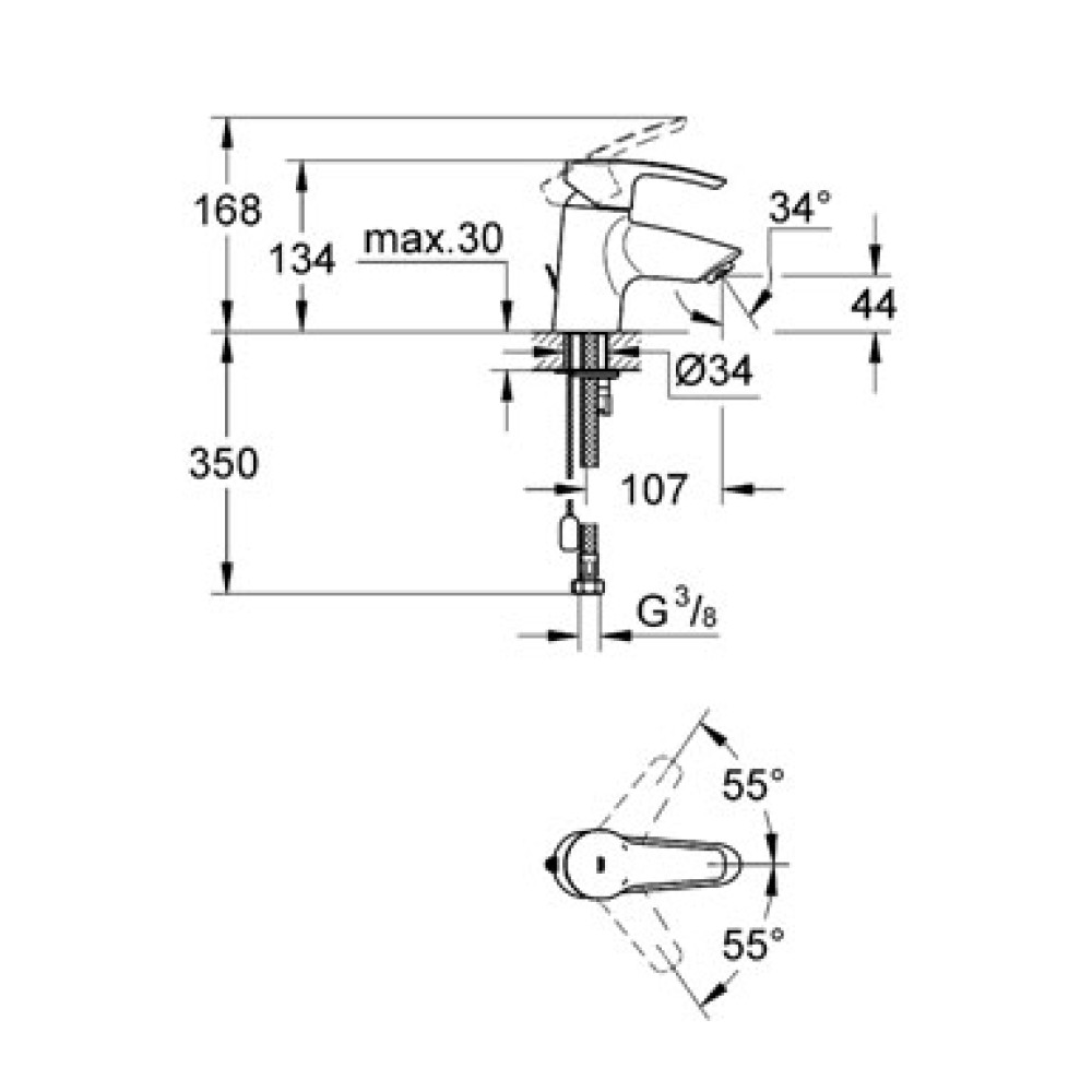 Смеситель для раковины GROHE EUROSTYLE 33557001