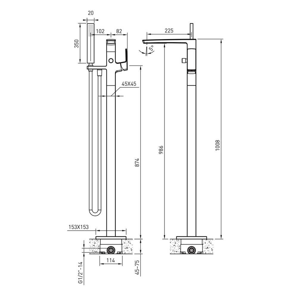 Смеситель для ванны IMPRESE GRAFIKY ZMK041807060