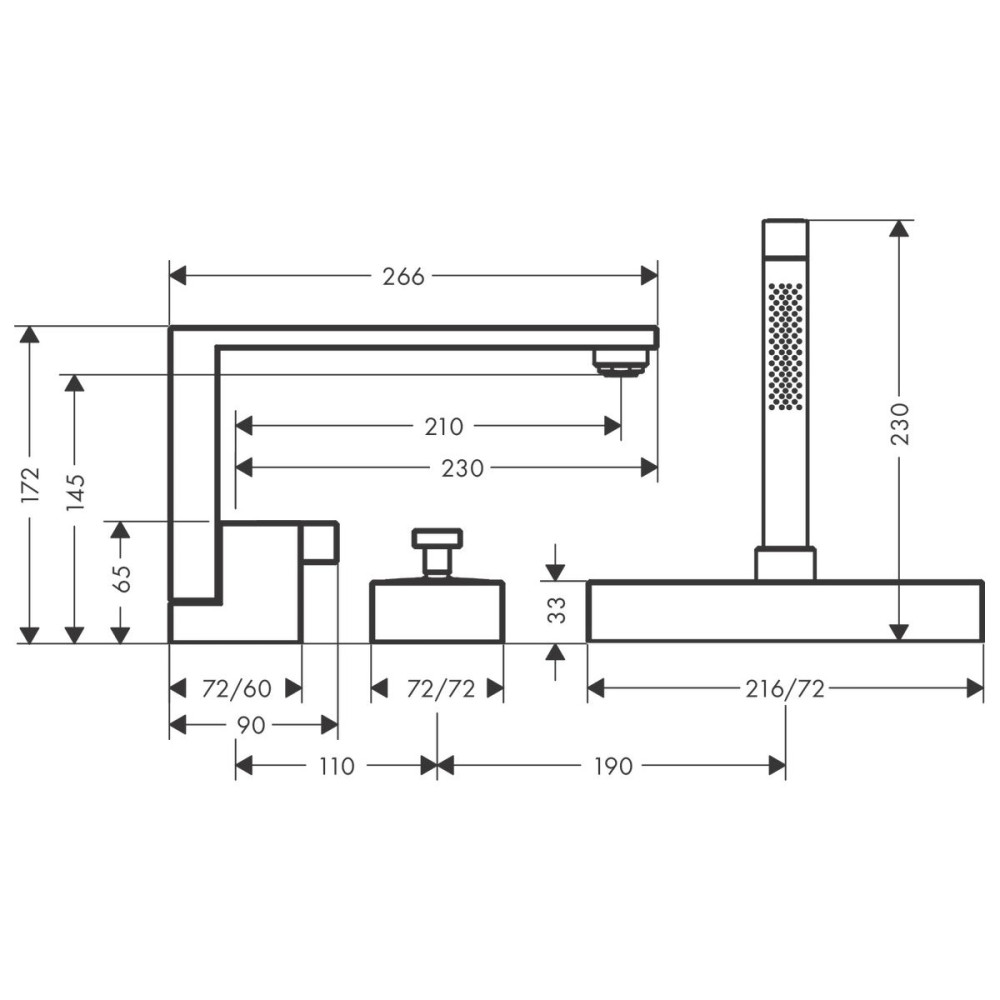 Смеситель для ванны HANSGROHE AXOR EDGE 46430300