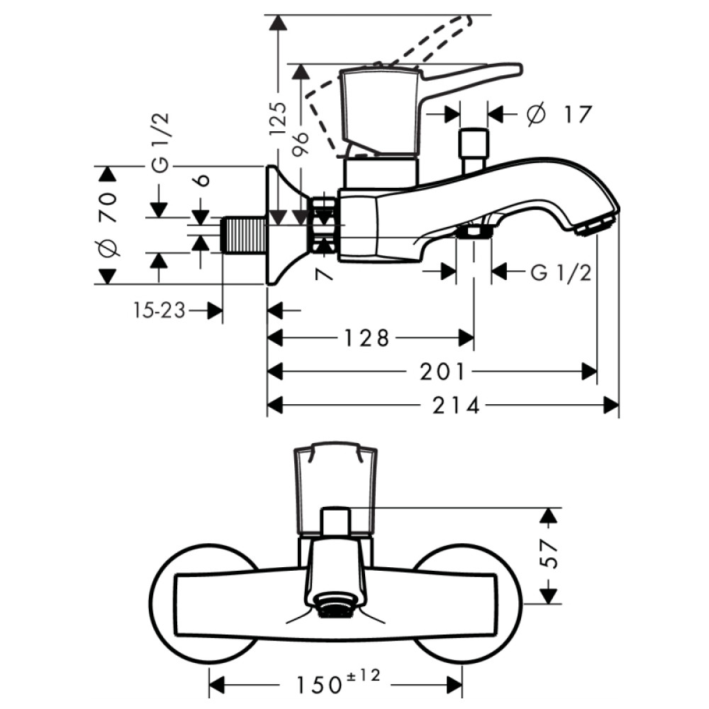 Смеситель для ванны HANSGROHE Metropol Classic 31340090