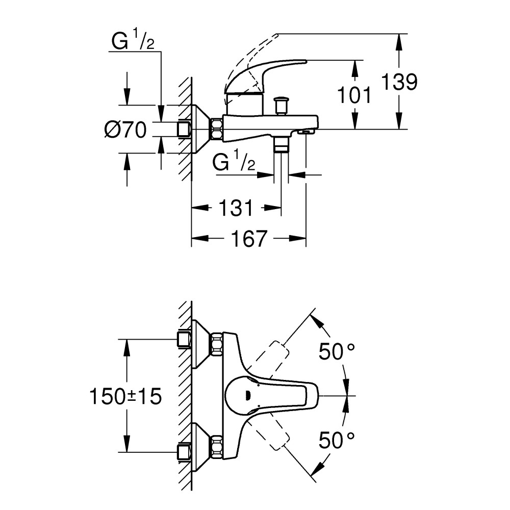 Смеситель для ванны GROHE START 23768000
