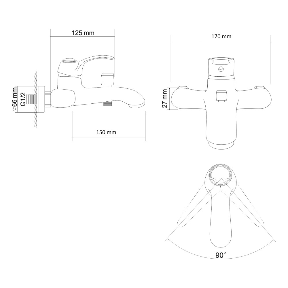Смеситель для ванны RJ FORTUNA RBZ018-3