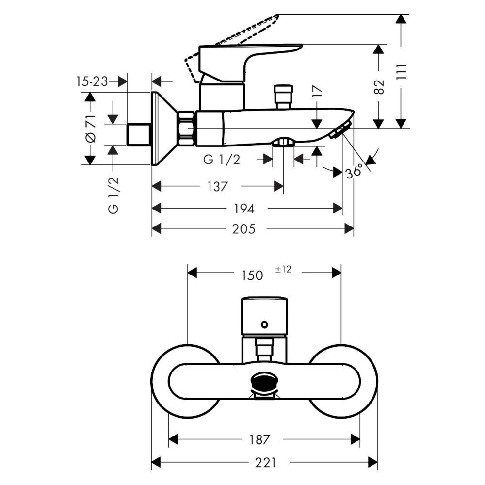 Смеситель для ванны HANSGROHE TALIS E 71740670